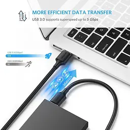 Кабель Ugreen USB 3.0 type A to USB 3.0 type A 1M Black (US128) - мініатюра 2