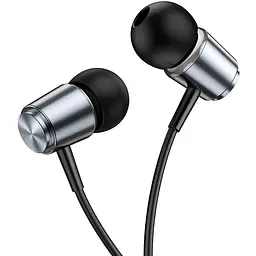Навушники металеві Hoco M108 Spring metal universal earphones with mic чорні - мініатюра 5