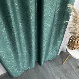 Льняні штори "бите скло" бірюзового кольору 2шт. 150х270 з білим шифоновим тюлем 400х270, на тасьм ALBO pbe0052739 - мініатюра 6