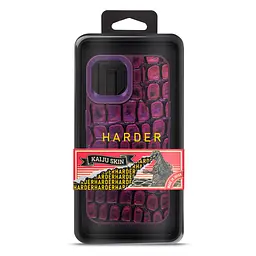 Кожаный чехол для Apple iPhone 14, Harder Kaiju Skin, фиолетовый, термополиуретан ТПУ + экокожа с эффектом текстуры монстра, панель, защита корпуса, противоударный, микрофибра, рамка вокруг камеры, защита всего корпуса, (ARM76854) - мініатюра 3