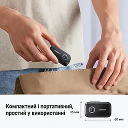 Bluetooth 5.4 аудіоприймач UGREEN CM596 AUX-адаптер вихідний штекер 3,5 мм AUX одночасне підключення двох пристроїв вбудований мікрофон для дзвінків без рук кнопки регулювання гучності DSP для зниження шуму під час дзвінків заряджання через USB-C до 15 год роботи чорний (90748) - мініатюра 11
