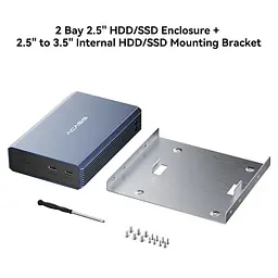 Корпус для жорстких дисків ACASIS EC-7252 USB 3.0 з підтримкою RAID до 12 ТБ для SATA HDD/SSD 2,5 дюйма (Синій) - мініатюра 6