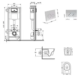 Набір Qtap Nest 4 в 1 підвісний унітаз Jay Ultra Quiet 520x360x320 + комплект інсталяції QT07335175W48189 - мініатюра 8