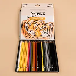 Набір олівців кольорових 99IDEAS "Color Expert" 24 кольори, Animal Set, металева коробка, 99CE-24ANIM - мініатюра 4