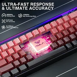 Магнітна клавіатура AULA HERO 68 HE / 60% / Дротове підключення / Sea Emperor Magnetic Switch / Red Lines - мініатюра 5