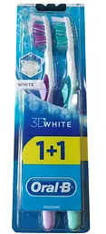 Зубная щетка Oral-B 3D White Отбеливание, средняя, фиолетовый с бирюзовым, 2 шт.