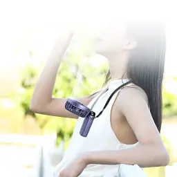 Вентилятор ручний з акумулятором та дисплеєм SAPI N15 3000 mAh Синій (з ременем на шию) - мініатюра 4