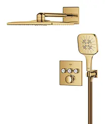 Душова система прихованого монтажу Grohe Grohtherm Smartcontrol з Rainshower SmartActive 310 Cube 34864GL0, Золотий - мініатюра 3