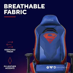 Trust Крісло GXT721SM Ruya Pro Superman edition, ПУ кожа, Foldable Armrests, синій - мініатюра 3