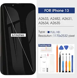 РК-екран для iPhone 13 Дисплей 6,1 дюйма для iPhone 13 Сенсорний екран для iPhone13 РК-дисплей A2633 A2482 A2631 A2634 A2635 - мініатюра 6