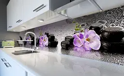 Вініловий кухонний фартух Happy Pocket Мокрі каміння наклейка для кухні ПВХ 3Д квіти Текстура Сірий Z181532 - мініатюра 6
