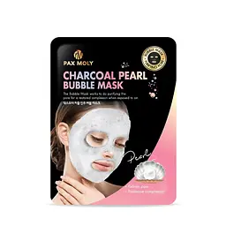 Маска для обличчя тканинна киснева Pax Moly Charcoal Pearl Bubble з екстрактом вугілля