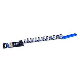Набір головок 1/4" 13 шт., 6-гранні, (4–14 мм) на планці з ручкою