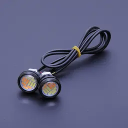 LED Денні ходові вогні ДХО очі врізні D23 мм 3W 12V Білі з Жовтим поворотами 2 шт. - мініатюра 6