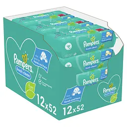 Набір дитячі вологі серветки Pampers Fresh Clean 624 шт. (12 уп. по 52 шт.) - мініатюра 2