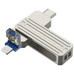 Флеш-накопичувач WIWU Wi-FD001 3in1 (USB-A/C/L) USB 3.0 — 32GB Silver - мініатюра 5