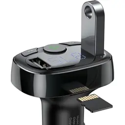 FM модулятор Baseus T Shaped S-09A 2 х USB Type-A, microSD Black (CCMT000001) - мініатюра 6