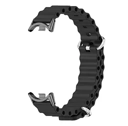 Силіконовий ремінець Mijobs Ocean для фітнес браслета Xiaomi Mi Smart Band 8 Black - мініатюра 2