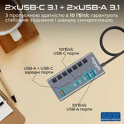 USB-Хаб Promate на 7 портів (gegahub-10g) - мініатюра 3
