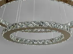 Люстра стельова LED Diasha 7206-8W/580+400G Кришталеві кільця, 65W, золото, сучасний стиль, регулювання висоти, пульт ДУ - мініатюра 5