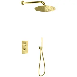 Душова система Kohlman Experience 30 gold з термостатом + BOX прихованого монтажу KPL-QW432EGDR30, Золотий