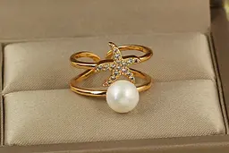 Кільце Xuping Jewelry зірка з перлиною р 16 розсувне золотисте