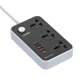 Мережевий продовжувач-фільтр LDNIO SC3412 POWER (3 х розетки 3 х USB) чорний - мініатюра 3