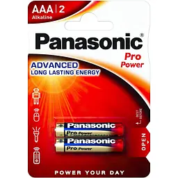 Батарейка AAA, 1.5V, PRO POWER лужна, Panasonic, блістер, 2 шт
