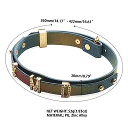 Нашийник LOCKINK Multi-color DIY Alphabet Collar, мультиколір, штучна шкіра, букви зі стразами - мініатюра 5