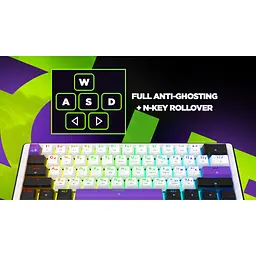 Клавіатура Hator Hellyberry HK60 Mechanical Linear RGB USB UA White/Violet (HK60) - мініатюра 2