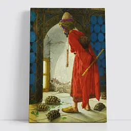 Інтер'єрна картина Дресирувальник черепах, Осман Хамді Бей, Osman Hamdi Bey, Tortoise Trainer, релігійний декор, 90×60 см (id6963)