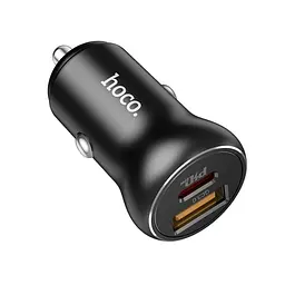 Адаптер автомобільний HOCO Smooth road car charger NZ5 саме зарядне чорне - мініатюра 3