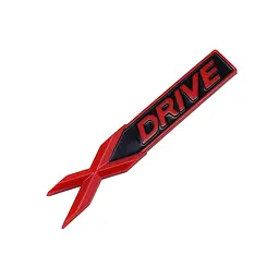 Емблема-напись X-Drive для BMW червона+чорний 111х17 мм пластик (на скотчі)