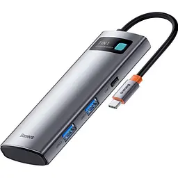 USB-Хаб Baseus USB-Hub Metal Gleam Series 7-in-1 Multifunctional Type-C HUB Docking Station Gray（Type-C to H (WKWG020113) - мініатюра 1