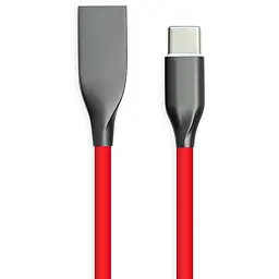 Кабель PowerPlant USB - Type-C, 1м, силікон, червоний