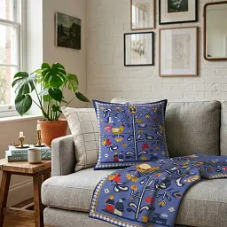 Подушка велюрова «Дерево життя» блакитна - мініатюра 10
