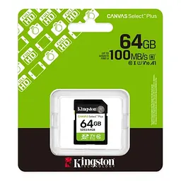 Карта пам'яті SDXC, 64Gb, Canvas Select Plus, Class10 UHS-I U1 V10 Kingston teh0028469 - мініатюра 3