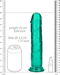 Фалоімітатор RealRock Crystal Clear 9'' 23 см (зелений) - мініатюра 10