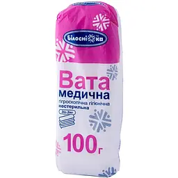 Вата медична гігієнічна Білосніжка нестерильна зигзаг 100 г (295744)