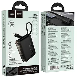 Портативна батарея Powerbank Hoco J139 Hero 22.5W+PD20W Cable Lightning 10000mAh Black - мініатюра 6