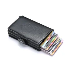 Подвійний шкіряний картхолдер-гаманець для карток та грошей, RFID захищений, чорний (C1807H3BlackB)