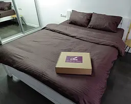 Постільна білизна LARA сатин-страйп LUX chocolate d13232е180 з простирадлом на резинці 180х200х25 євро 200х220 см