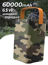 Потужний повербанк O2 Project 65W 60000mAh з ліхтарем для смартфонів та ноутбуків (Мультикам) - мініатюра 9