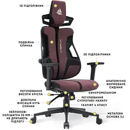 Геймерське крісло Mealux Cyberlux V8 Fabric Red (GM-V8 FR) - мініатюра 7