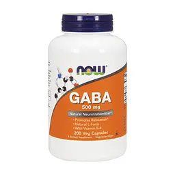 Амінокислота Now Foods GABA (гамма-аміномасляна кислота) 500мг, 200 гелевих капс (NOW-00088)