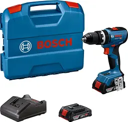 Акумуляторний ударний дриль-шурупокрут Bosch GSB 18V-65 Professional з 2 акб GBA 18V 2 Ah і з/п GAL 18V-20, в L-Case