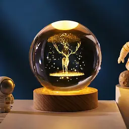 Світлодіодна кришталева куля, декоративна універсальна 3D нічниця, кришталева куля "Олень" - мініатюра 2
