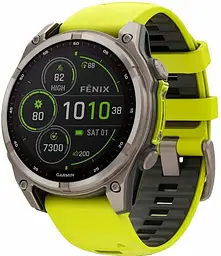 Смарт-часы Garmin Fenix 8 47mm Solar Sapphire Titanium w. Amp Yellow/Graphite Silicone Band (010-02906-20)