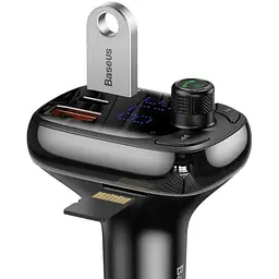 FM трансмітер Baseus Lokomotive S-13 CCTM-B01 модулятор Bluetooth 2 USB 1 Type-C чорний - мініатюра 3
