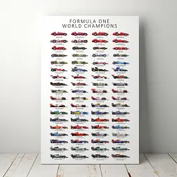Інтер'єрна картина Формула 1, світові чемпіони 1950-2021 років, Formula 1, F1, гонки, спорт, 90×60 см (id3057)